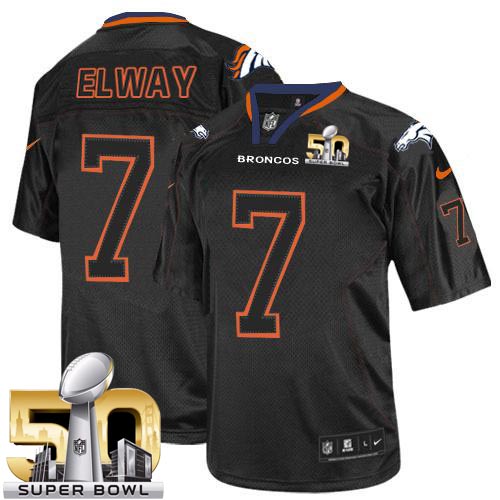 Nike Broncos #7 John Elway Lights Out Black Super Bowl 50 Youth Stitched NFL Elite Jersey