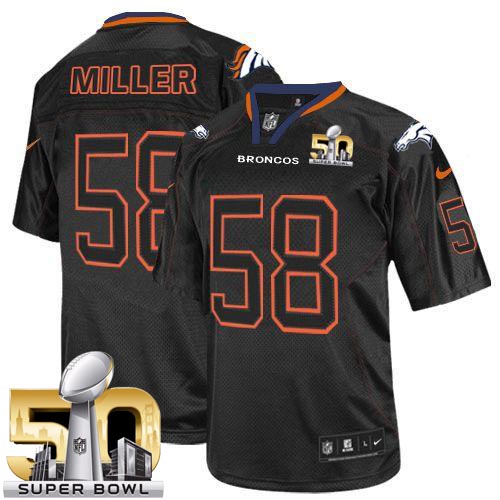 Nike Broncos #58 Von Miller Lights Out Black Super Bowl 50 Youth Stitched NFL Elite Jersey