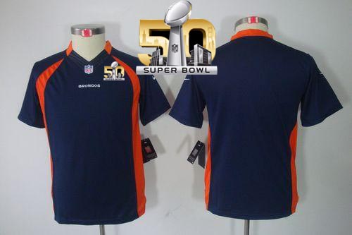 Nike Broncos Blank Blue Alternate Super Bowl 50 Youth Stitched NFL Limited Jersey