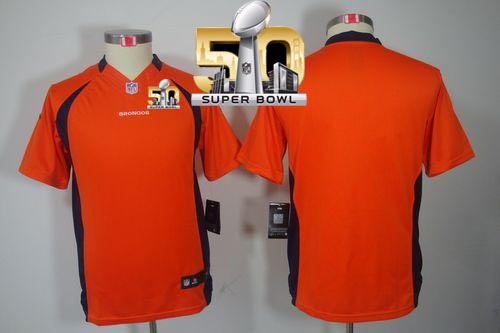 Nike Broncos Blank Orange Team Color Super Bowl 50 Youth Stitched NFL Limited Jersey