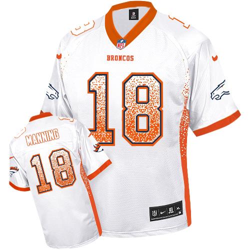 Nike Broncos #18 Peyton Manning White Youth Stitched NFL Elite Drift Fashion Jersey