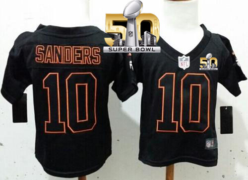 Toddler Nike Broncos #10 Emmanuel Sanders Lights Out Black Super Bowl 50 Stitched NFL Elite Jersey