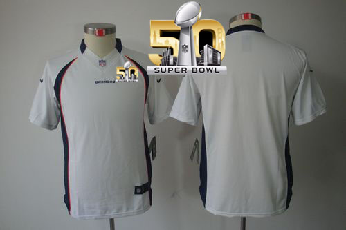 Nike Broncos Blank White Super Bowl 50 Youth Stitched NFL Limited Jersey