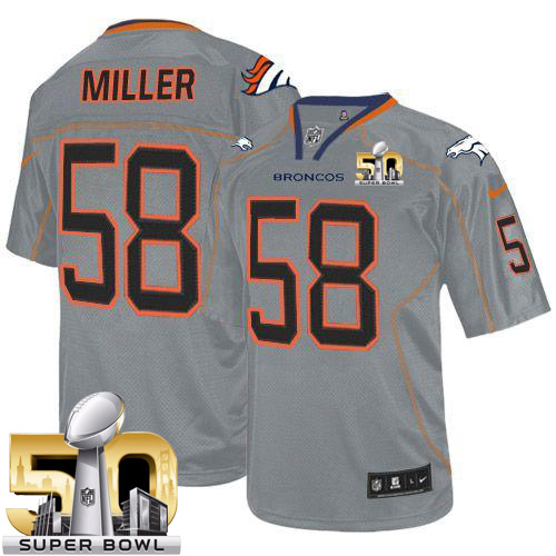 Nike Broncos #58 Von Miller Lights Out Grey Super Bowl 50 Youth Stitched NFL Elite Jersey