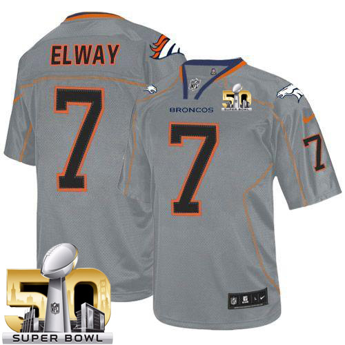 Nike Broncos #7 John Elway Lights Out Grey Super Bowl 50 Youth Stitched NFL Elite Jersey
