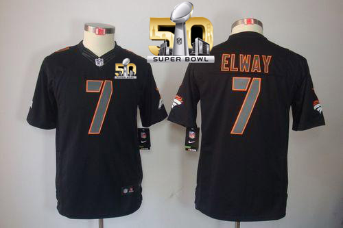 Nike Broncos #7 John Elway Black Impact Super Bowl 50 Youth Stitched NFL Limited Jersey