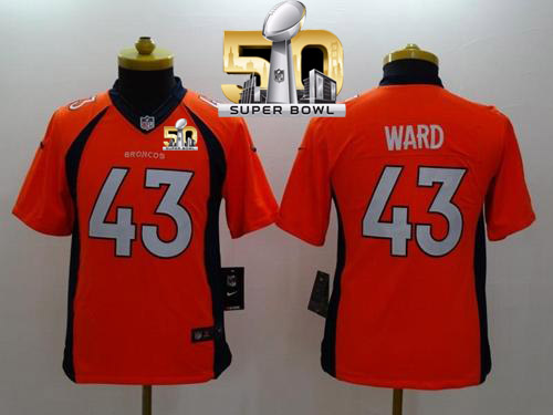 Nike Broncos #43 T.J. Ward Orange Team Color Super Bowl 50 Youth Stitched NFL New Limited Jersey