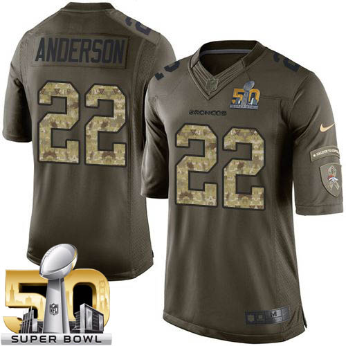 Nike Broncos #22 C.J. Anderson Green Super Bowl 50 Youth Stitched NFL Limited Salute to Service Jersey