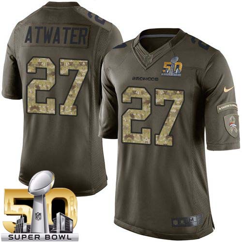 Nike Broncos #27 Steve Atwater Green Super Bowl 50 Youth Stitched NFL Limited Salute to Service Jersey