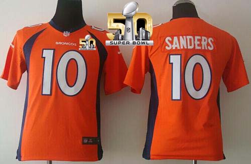 Nike Broncos #10 Emmanuel Sanders Orange Team Color Super Bowl 50 Youth Stitched NFL New Elite Jersey
