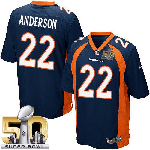 Nike Broncos #22 C.J. Anderson Blue Alternate Super Bowl 50 Youth Stitched NFL New Elite Jersey