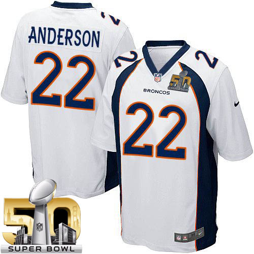Nike Broncos #22 C.J. Anderson White Super Bowl 50 Youth Stitched NFL New Elite Jersey
