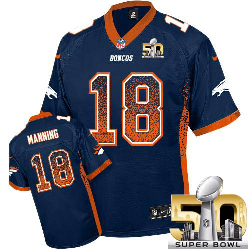 Nike Broncos #18 Peyton Manning Blue Alternate Super Bowl 50 Youth Stitched NFL Elite Drift Fashion Jersey