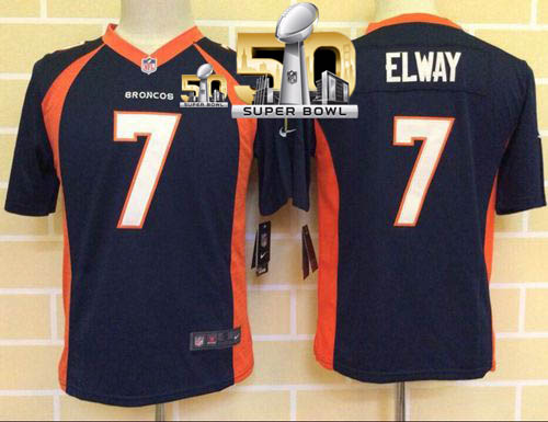 Nike Broncos #7 John Elway Blue Alternate Super Bowl 50 Youth Stitched NFL New Elite Jersey