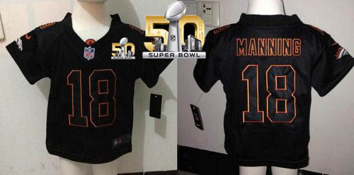 Toddler Nike Broncos #18 Peyton Manning Lights Out Black Super Bowl 50 Stitched NFL Elite Jersey