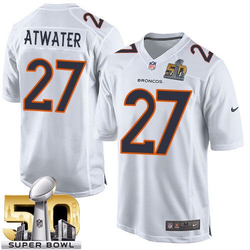 Nike Broncos #27 Steve Atwater White Super Bowl 50 Youth Stitched NFL Game Event Jersey