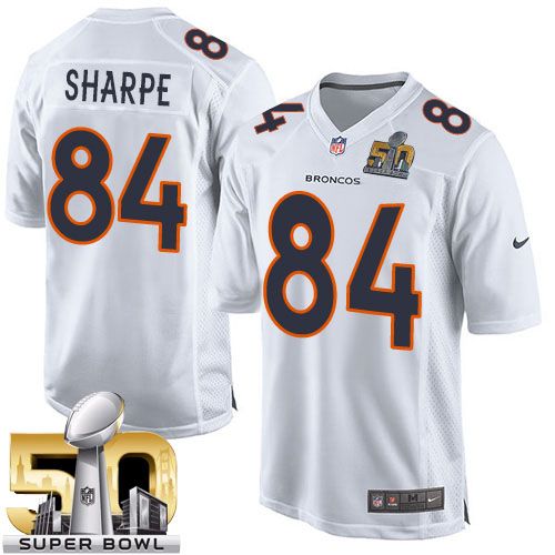 Nike Broncos #84 Shannon Sharpe White Super Bowl 50 Youth Stitched NFL Game Event Jersey