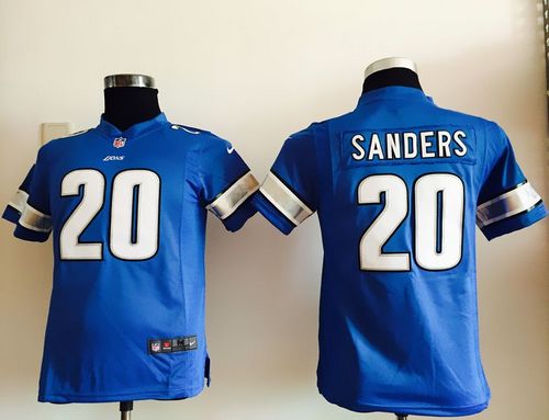 Nike Lions #20 Barry Sanders Light Blue Team Color Youth Stitched NFL Elite Jersey