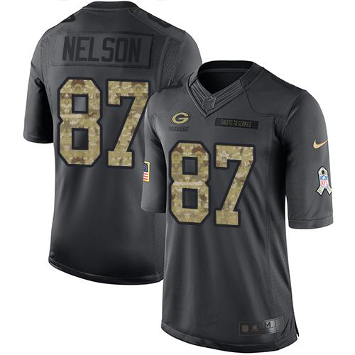 Nike Packers #87 Jordy Nelson Black Youth Stitched NFL Limited 2016 Salute to Service Jersey