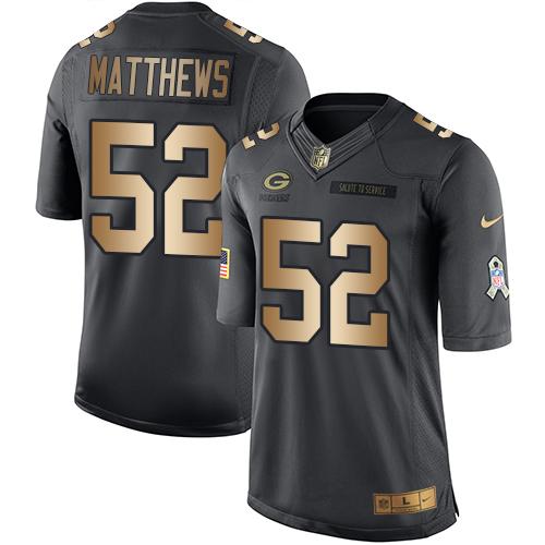 Nike Packers #52 Clay Matthews Black Youth Stitched NFL Limited Gold Salute to Service Jersey