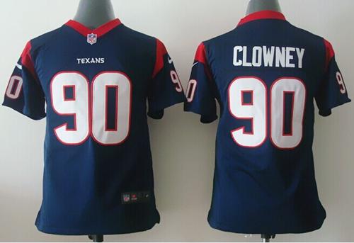 Nike Texans #90 Jadeveon Clowney Navy Blue Team Color Youth Stitched NFL Elite Jersey