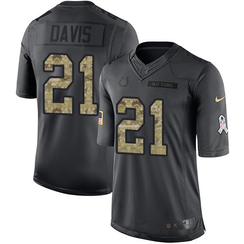 Nike Colts #21 Vontae Davis Black Youth Stitched NFL Limited 2016 Salute to Service Jersey