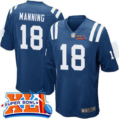 Nike Colts #18 Peyton Manning Royal Blue Team Color Super Bowl XLI Youth Stitched NFL Elite Jersey