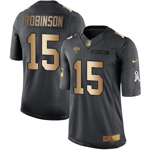 Nike Jaguars #15 Allen Robinson Black Youth Stitched NFL Limited Gold Salute to Service Jersey