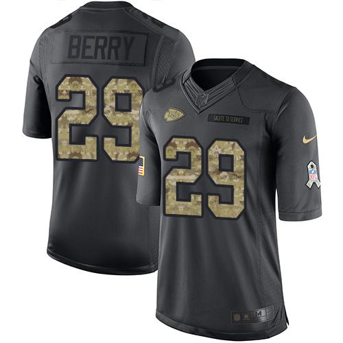 Nike Chiefs #29 Eric Berry Black Youth Stitched NFL Limited 2016 Salute to Service Jersey