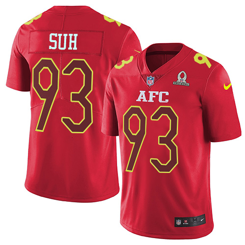 Nike Dolphins #93 Ndamukong Suh Red Youth Stitched NFL Limited AFC 2017 Pro Bowl Jersey