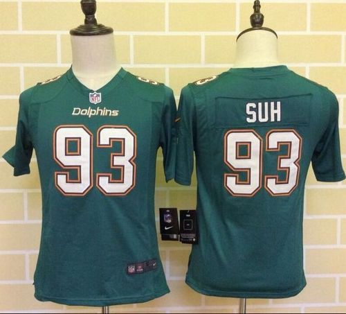 Nike Dolphins #93 Ndamukong Suh Aqua Green Team Color Youth Stitched NFL Elite Jersey