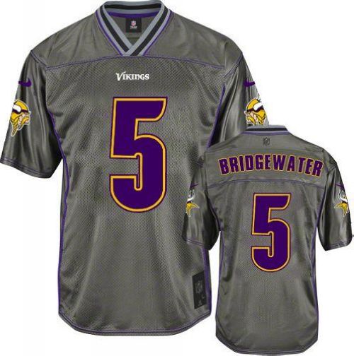Nike Vikings #5 Teddy Bridgewater Grey Youth Stitched NFL Elite Vapor Jersey