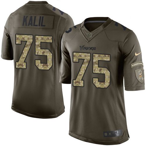 Nike Vikings #75 Matt Kalil Green Youth Stitched NFL Limited Salute to Service Jersey
