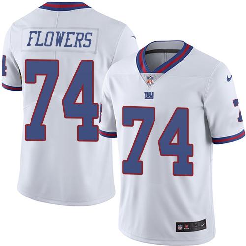 Nike Giants #74 Ereck Flowers White Youth Stitched NFL Limited Rush Jersey