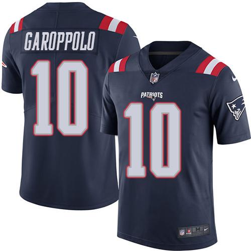 Nike Patriots #10 Jimmy Garoppolo Navy Blue Youth Stitched NFL Limited Rush Jersey