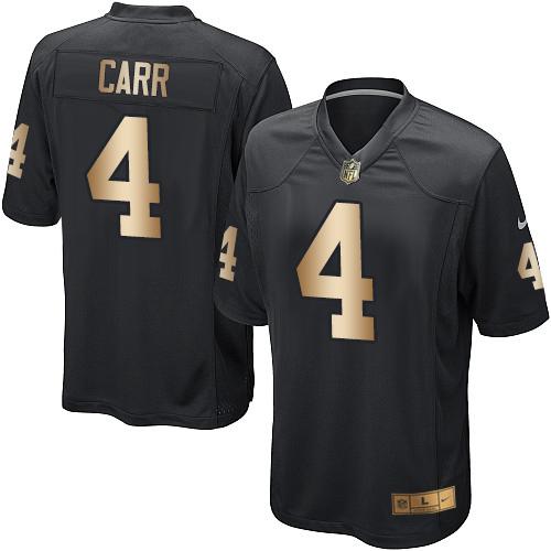 Nike Raiders #4 Derek Carr Black Team Color Youth Stitched NFL Elite Gold Jersey
