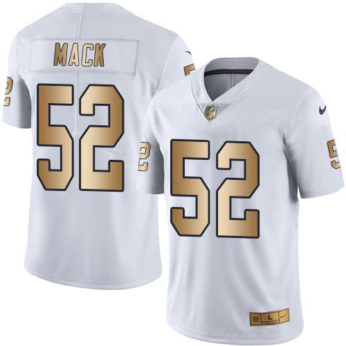 Nike Raiders #52 Khalil Mack White Youth Stitched NFL Limited Gold Rush Jersey
