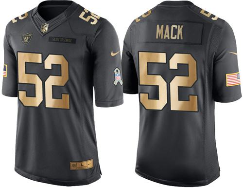 Nike Raiders #52 Khalil Mack Black Youth Stitched NFL Limited Gold Salute to Service Jersey