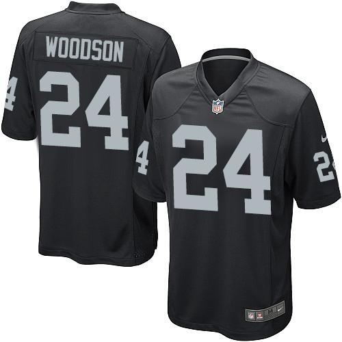 Nike Raiders #24 Charles Woodson Black Team Color Youth Stitched NFL Elite Jersey