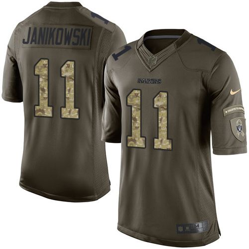 Nike Raiders #11 Sebastian Janikowski Green Youth Stitched NFL Limited Salute to Service Jersey