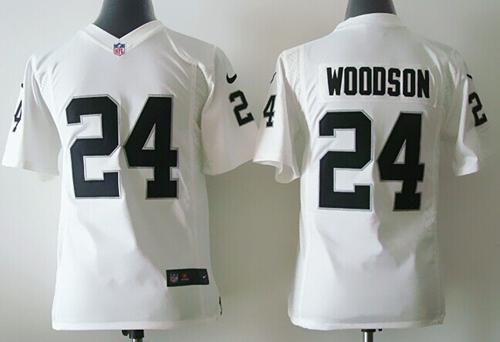 Nike Raiders #24 Charles Woodson White Youth Stitched NFL Elite Jersey