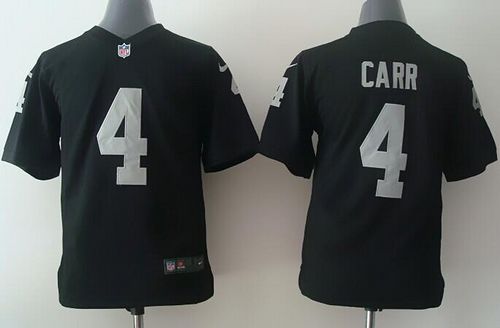 Nike Raiders #4 Derek Carr Black Team Color Youth Stitched NFL Elite Jersey