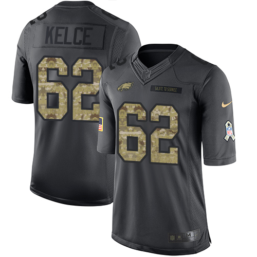 Nike Eagles #62 Jason Kelce Black Youth Stitched NFL Limited 2016 Salute to Service Jersey