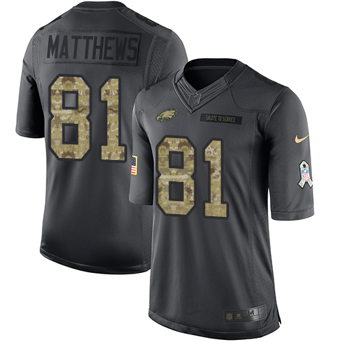 Nike Eagles #81 Jordan Matthews Black Youth Stitched NFL Limited 2016 Salute to Service Jersey