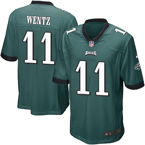 Nike Eagles #11 Carson Wentz Midnight Green Team Color Youth Stitched NFL New Elite Jersey