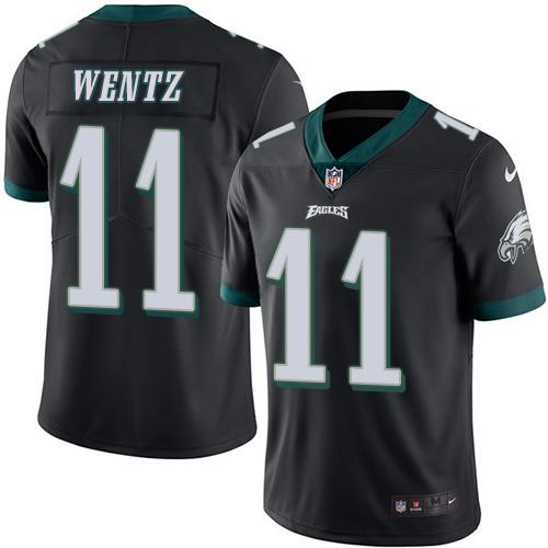Nike Eagles #11 Carson Wentz Black Youth Stitched NFL Limited Rush Jersey