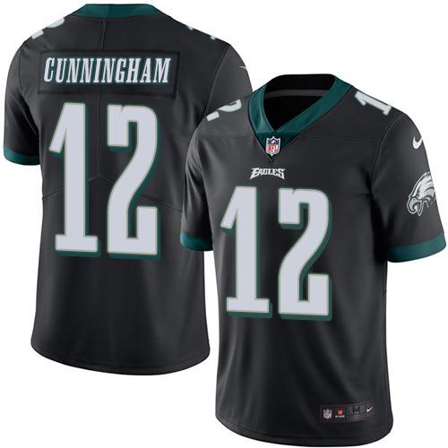 Nike Eagles #12 Randall Cunningham Black Youth Stitched NFL Limited Rush Jersey