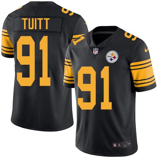 Nike Steelers #91 Stephon Tuitt Black Youth Stitched NFL Limited Rush Jersey