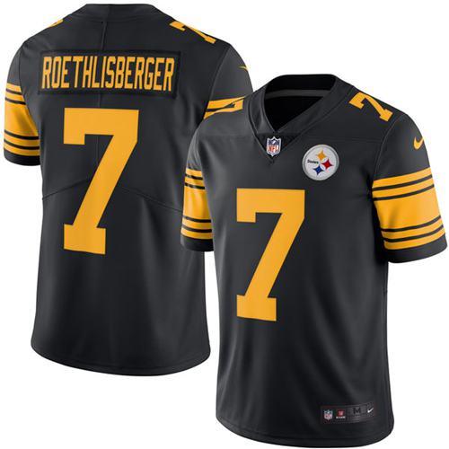 Nike Steelers #7 Ben Roethlisberger Black Youth Stitched NFL Limited Rush Jersey