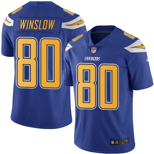 Nike Chargers #80 Kellen Winslow Electric Blue Youth Stitched NFL Limited Rush Jersey